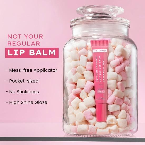 Hyphen Tinted Lip Balm - Marshmallow Pink | 1% Vitamin E, 2% Squalane & Peptides | 24h Moisturization & Hydration for Dry & Chapped Lips - 10 G