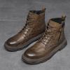 Mode Mode Lässig Leder Herren Motorradstiefel Outdoor Herren Stiefeletten High Top Winter Freizeitschuhe Warmes Plüschfell Winterstiefel