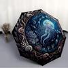 Oceanic Fantasy Circle Pattern Umbrella, Portable and Foldable Design, 8 Ribs, a Casual Accessory for Halloween, Christmas, and Birthday Gifts.