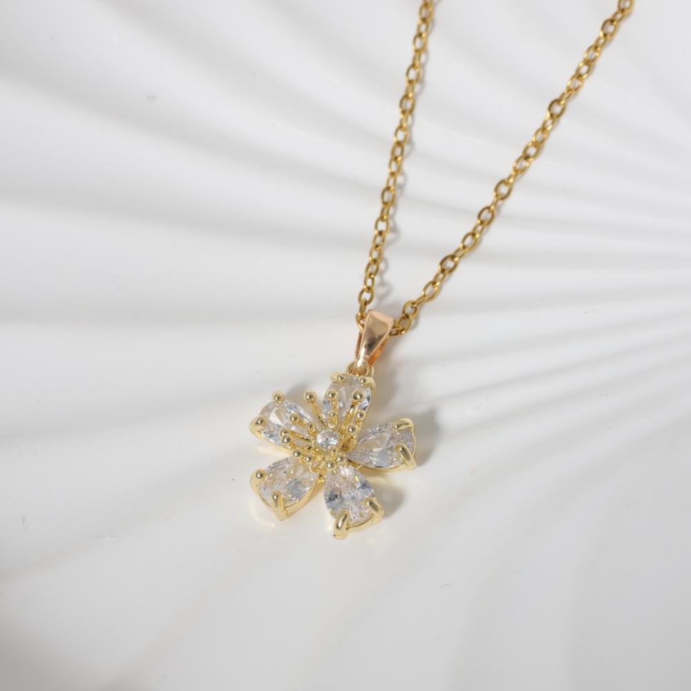 

Роскошные ожерелья с подвесками в виде цветов для женщин, ожерелье с цирконием, свадебные украшения для вечеринки белый