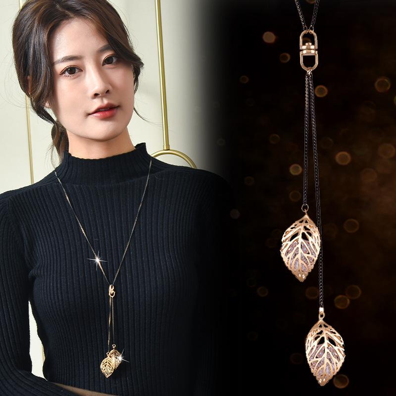 Suijue Pearl Sweater Chain Crystal Flower Autumn And Winter Diamond Long Fringed Necklace