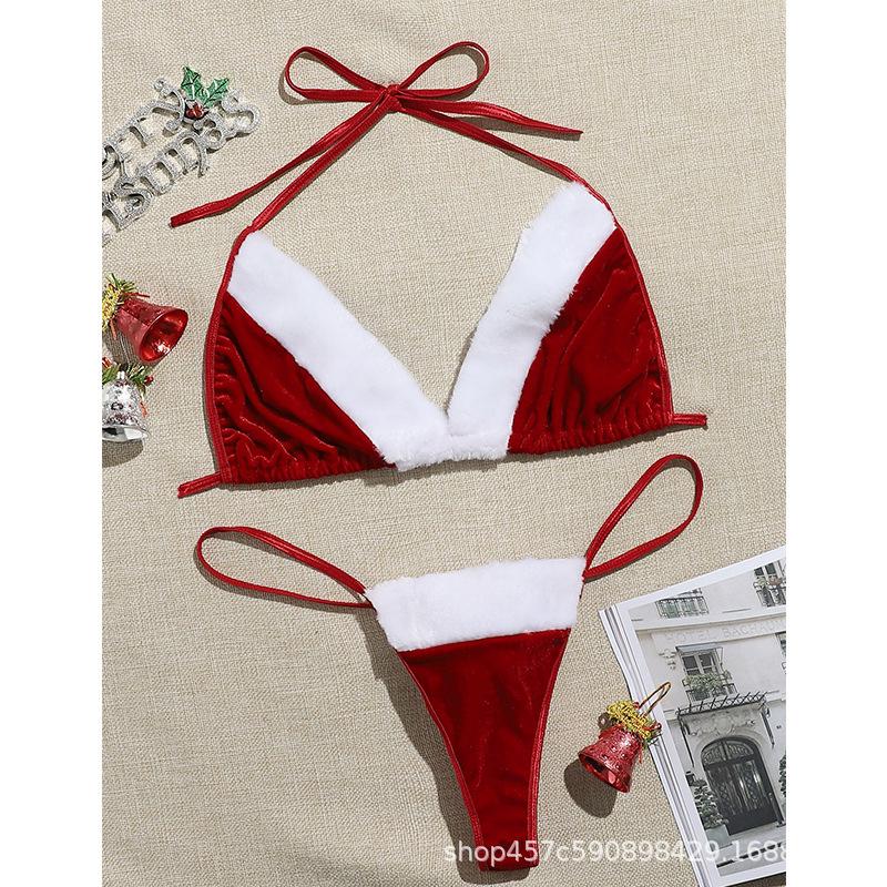 European & American Satin Christmas Charm Pajama Set: Sexy, Fun Homewear with Suspenders & Shorts