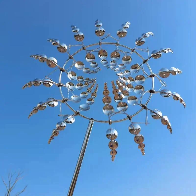 Garden Windmill Outdoor Wind Spinner Iron Crafts Wind Power Rotating Sculpture Ornament Garden Patio Lawn Courtyard Decor