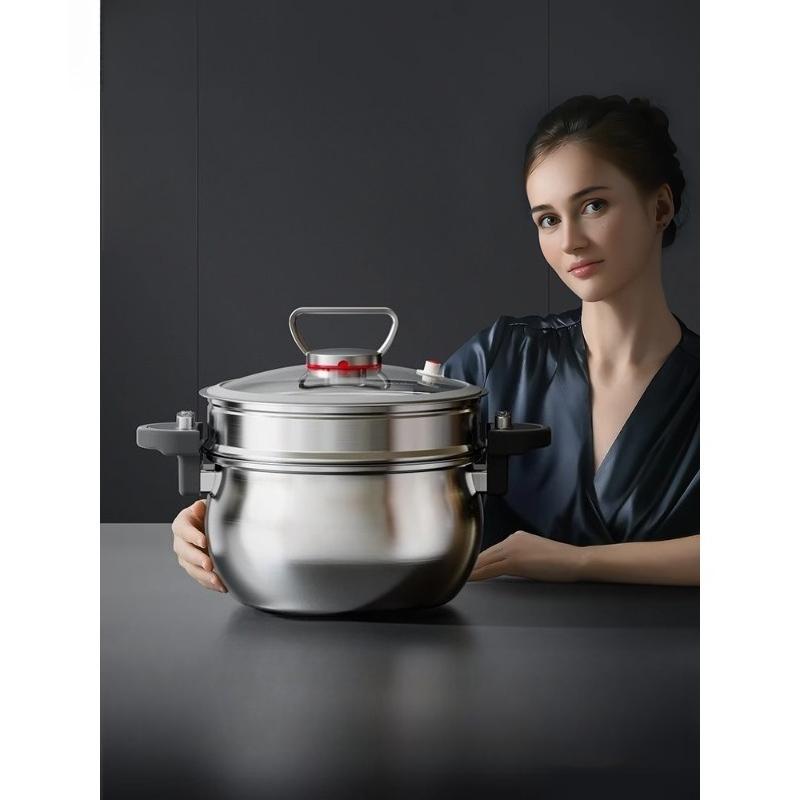 Micro-pressure Soup Pot Household Stew Stainless Steel Thickened Binaural Uncoated Non-stick Pot Special Induction Cooker Gas