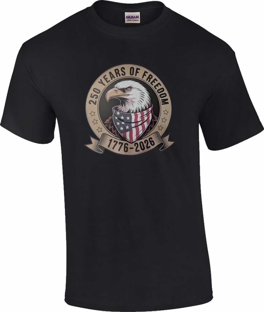 Patriotic 250 Years of Freedom Flag Eagle T-Shirt XXXL
