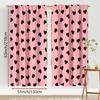 2PCS Pink Brown Heart-shaped Curtains   Sweet and Cool Style   Bedroom and Living Room   Decorative Curtains with Drawbar Pockets