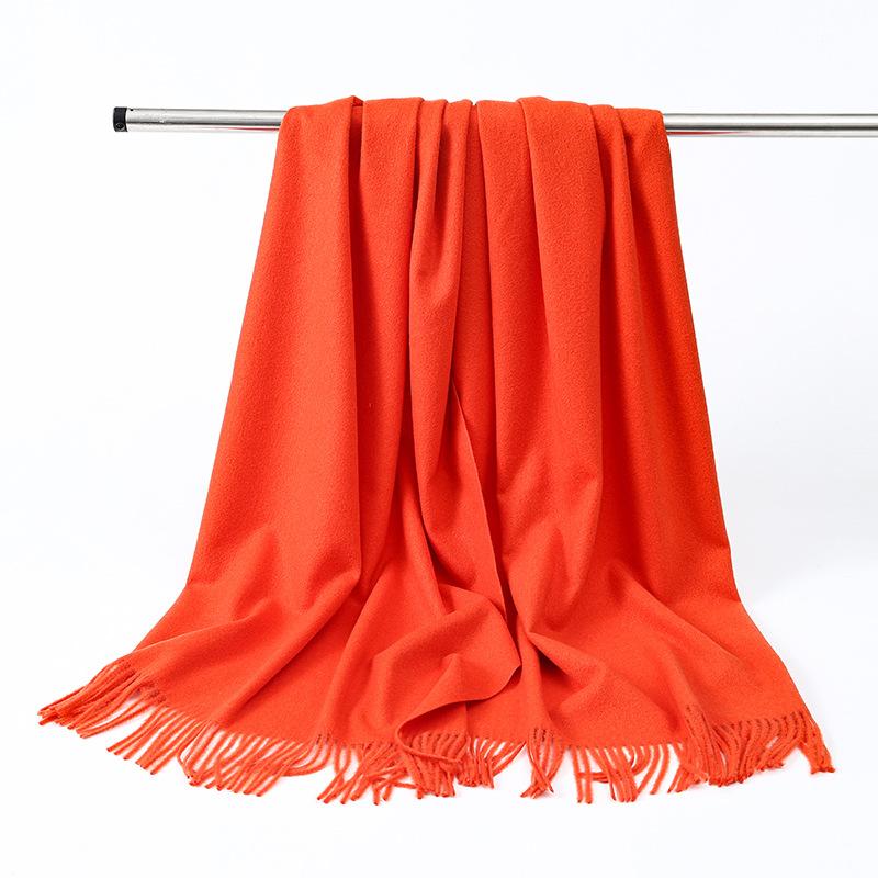 Wool Scarf Women's Winter Korean Style Thickened Warm Solid Color Scarf Shawl High End Versatile Cashmere Scarf