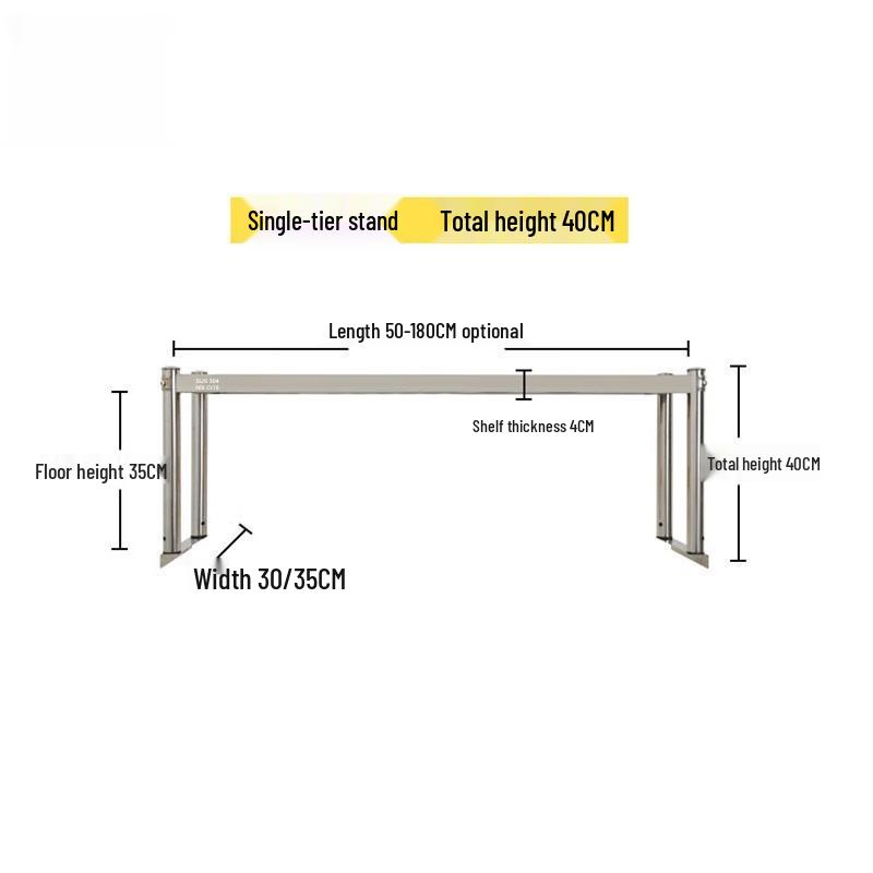 

Commercial Grade 304 Stainless Steel Single-Tier Kitchen Shelf