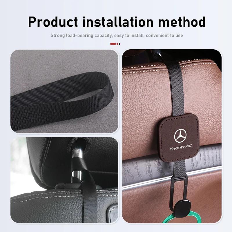 WXAKF1 Hot 2026 New For Benz For Mercedes Benz Car Suede Seat Headrest Hook Storage Hanger Accessories C180 C300 W124 W176 W177 C200 C2 QQ9