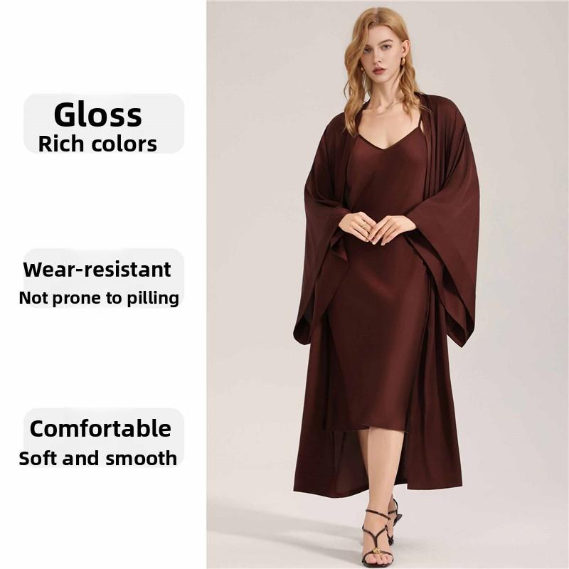 Luxury Satin & Chiffon Sleepwear Set Elegant  Comfortable Sexy Sleeveless Dress + Robe 2-Piece Pajama Loungewear Set
