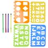 Drawing Stencil Kit Children Number Letter Shape Drawing Template Ruler Pen White Paper Set