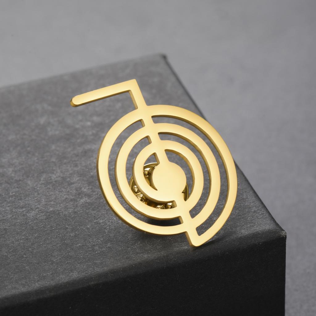 LIKGREAT CHO KU REI Brooch Spiritual Amulet Pin Reiki Symbol Stainless Steel Badge for Women Men Protection Jewelry Gift