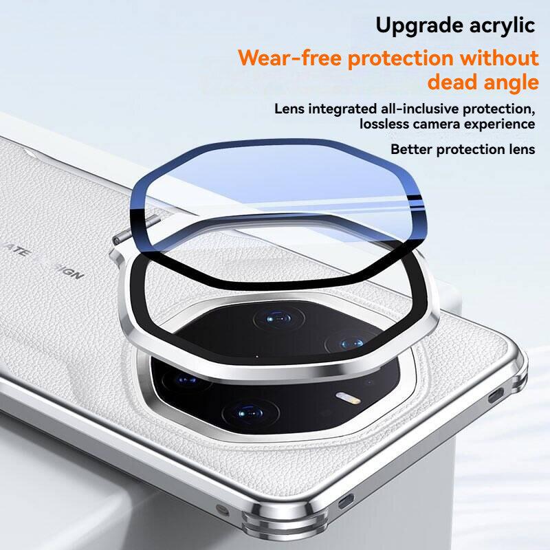 Case for Huawei P80 P70 Ultra Mate 80 70 60 Pro+ RS Honor Magic 8 7 Pro with Lens Invisible Bracket Holder & Leather Back Cover Phone Bumpers