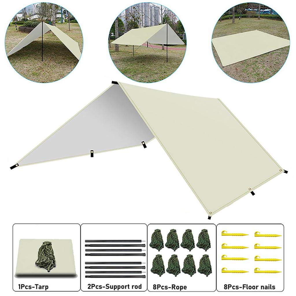 Camping-Plane, Outdoor-Camping-Planen-Markise, leichte UV-beständige und PU 3000 mm wasserdichte, regensichere Plane