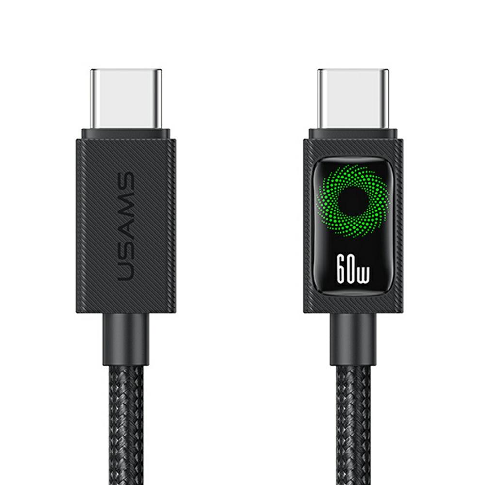 

USAMS SJ773 U92 1.2m 60W Type-C to Type-C Cable Fast Charging Data Sync Cord with LED Light