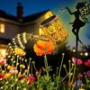 Solar-Powered Iron Art Flower Fairy Lawn Lamp Outdoor Waterproof Garden Kettle Hollow Rojection Light for Decorative Outdoor Use