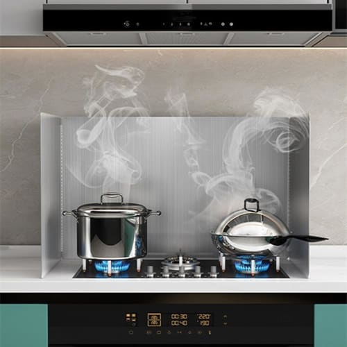 Brfveob Stainless Steel Oil Splash Guard for Gas Stoves, Easy To Clean, Foldable Stove Guard (Three-Sided (50*40*40cm))