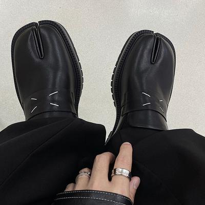 Übergröße 46 Damen-Tabi-Schuhe, modische Herren-Loafer mit geteilter Zehenpartie, Unisex-Lederschuhe mit dicker Sohle, lässige Schuhe