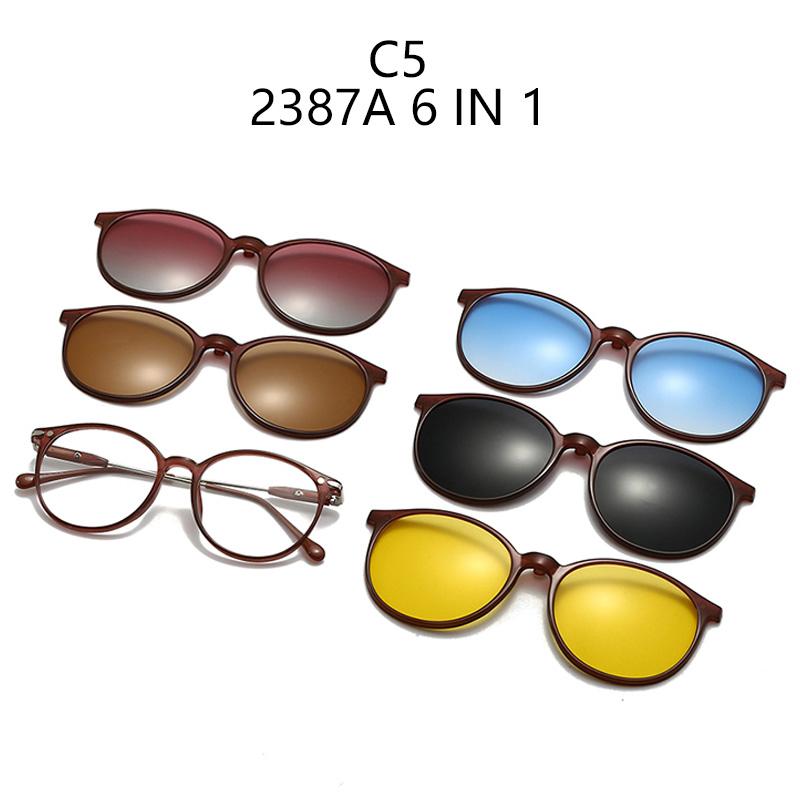 

Oval Frame 6 In 1 Frame Women Myopia Sunglasses Fashion Polarized Magnetic Clip On Glasses Prescription Eyeglas SHOW AS PICTURE