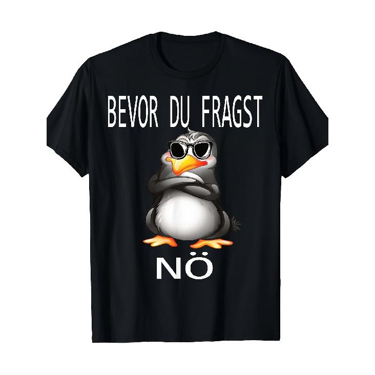 men's funny penguin graphic tee, short sleeve crew neck cotton blend, sarcastic german phrase print, casual streetwear for everyday cool vibes