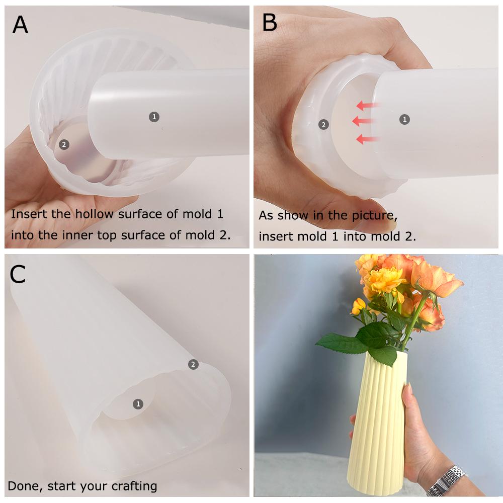Simplicity Striped Vase Silicone Mold Large Size Concrete Plaster Ceramics Flowerpot Molds DIY Candle Making Supplies Home Decor