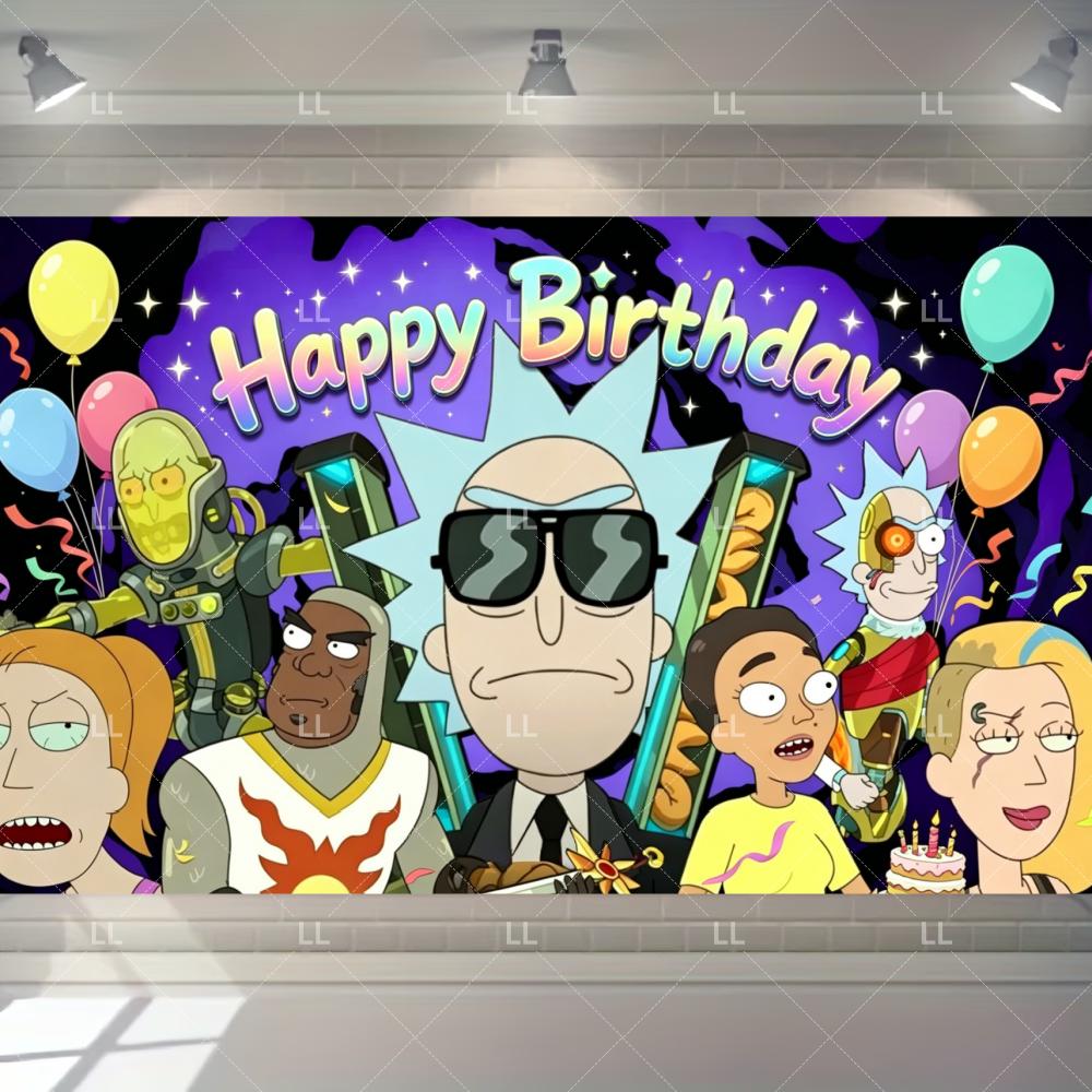 Rick And Morty Fans Child Birthday Party Decoration Anime Character Cake Topper Balloon Set Baby Shower Banner Adults Kids Gift