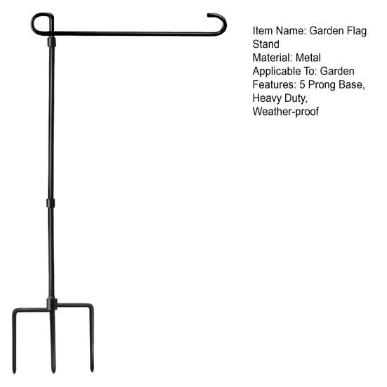 Garden Flag Stand with 5 Prong Base Heavy Duty Weather-proof Metal Outside Yard Patio 12x18-Inch Flag Pole Holder with Shepherd Hook