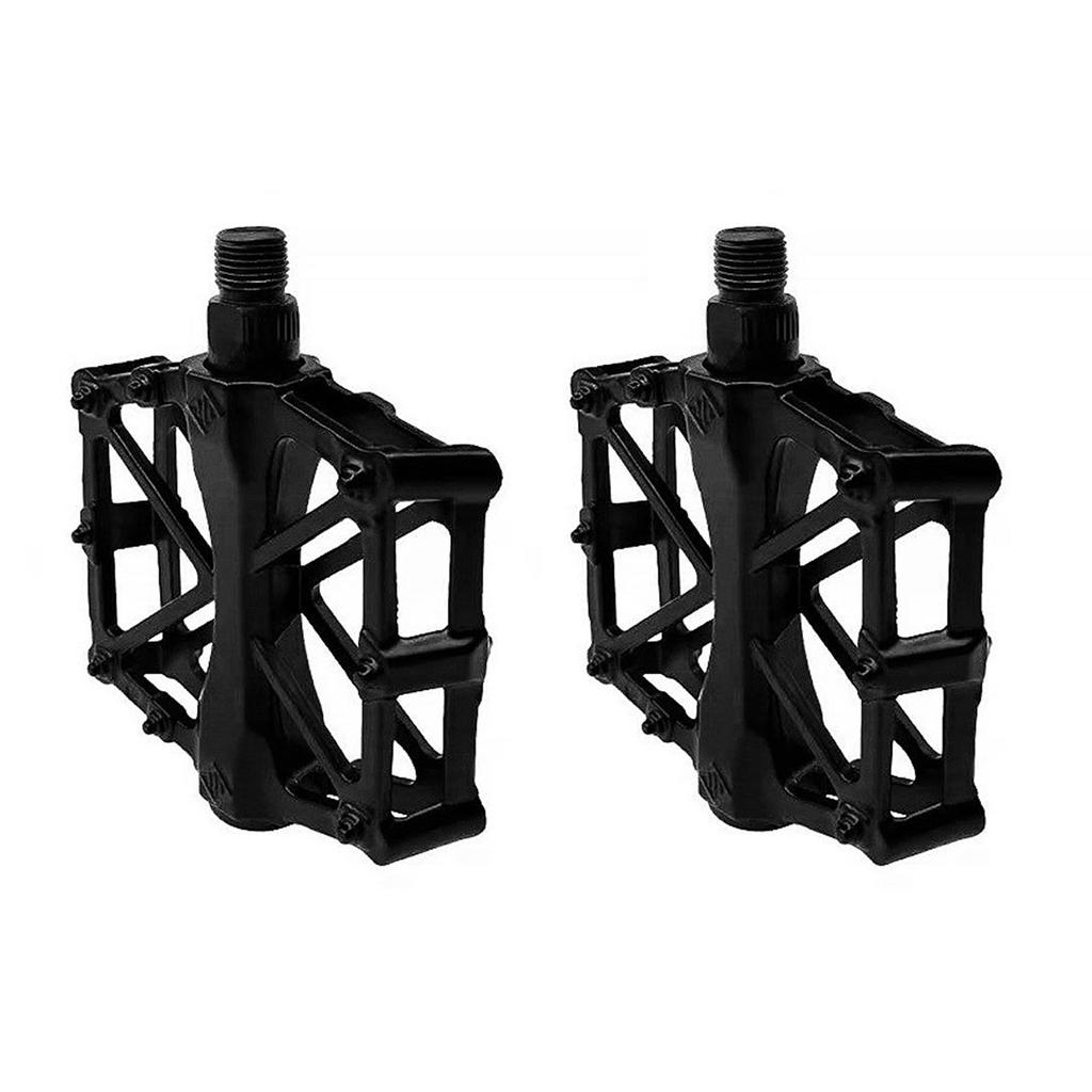 Mountain Bike Pedals Aluminum Alloy Stable Hollow Design Light Weight High Strength Wide Road Bike Pedal Set Black