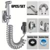 6pcs High-Pressure Toilet Spray Gun Set - 304 Stainless Steel Wall-Mounted Toilet Spray Gun, Suitable for Toilets, Sinks,