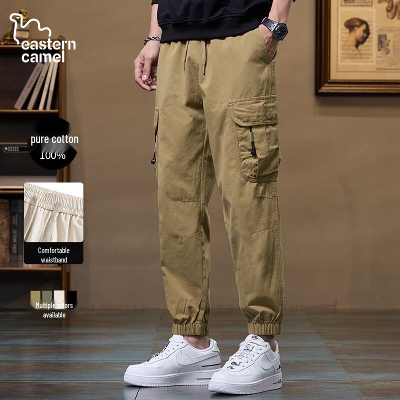 EASTERN CAMEL Men's Pure Cotton Loose Cargo Pants