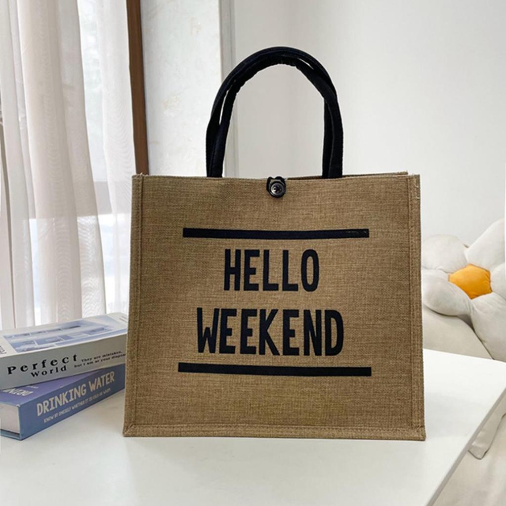 Damen Jute Tragetasche - Große Kapazität Leinen Lunch- & Einkaufstasche