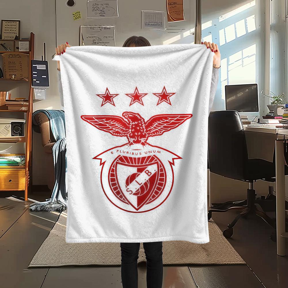 Benfica LOGO Flanelová deka, Vysoká kvalita, Pohodlná pro všechna roční období, Domácí dekorace, Teplo a pohodlí