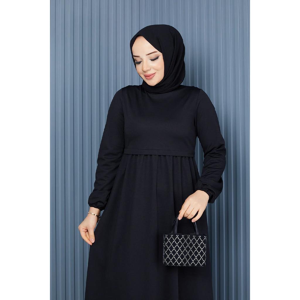 Gathered Waist Dress Plum