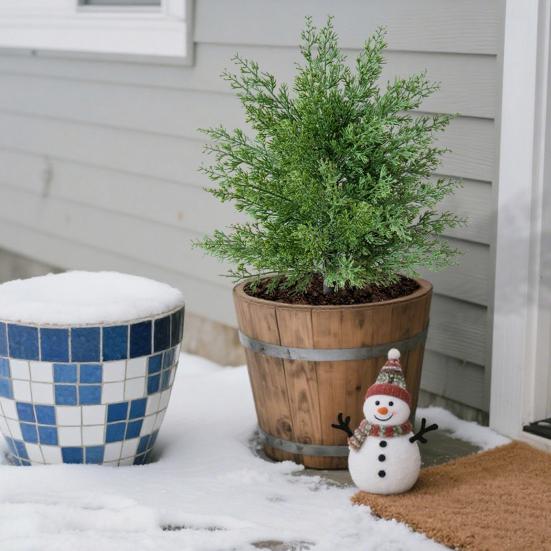 Artificial Pine Topiary Realistic Faux Pine Bushes Artificial Greenery with Spike Christmas Topiary