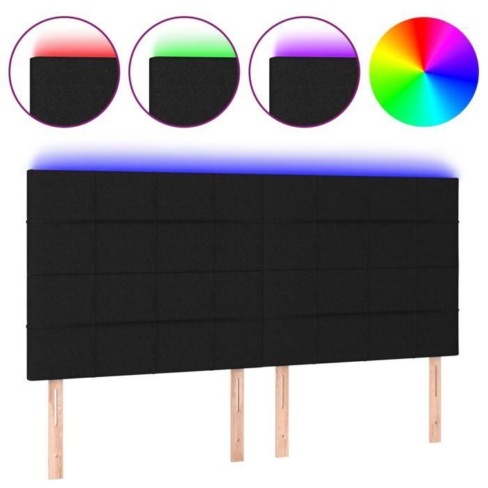 VidaXL Tête de Lit à LED Meuble de Chambre à Coucher Accessoire de Lit Double Tête de Cadre de Lit Intérieur Noir 3122432
