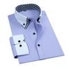 Men's Iron-Free Wrinkle-Resistant Color Block Long Sleeve Business Casual Shirt