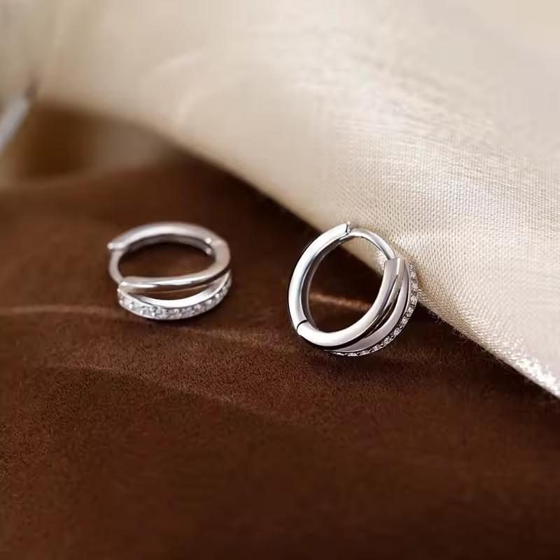 Elegant Double Layer Hollow Zircon Ear Cuffs For Women Fashionable Delicate Small Versatile Stud Earrings Jewelry