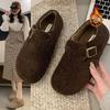 Felt warm shoes season round head women's elegant loafers cotton scoop woolen Birkenstocks velvet and velvet