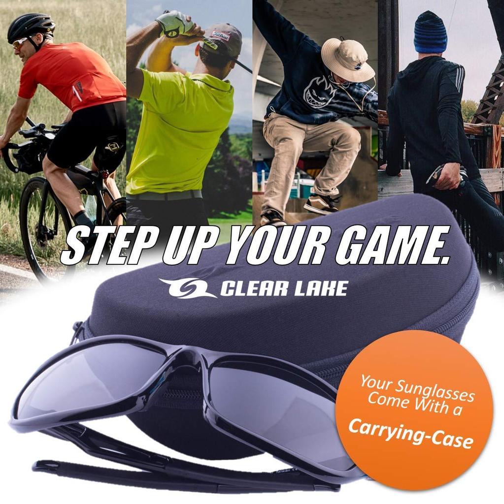 ClearLake Leman Sports UV Protection Silver Sunglasses, Polarized, Unisex, 99% (Matte Blue, Mirror)