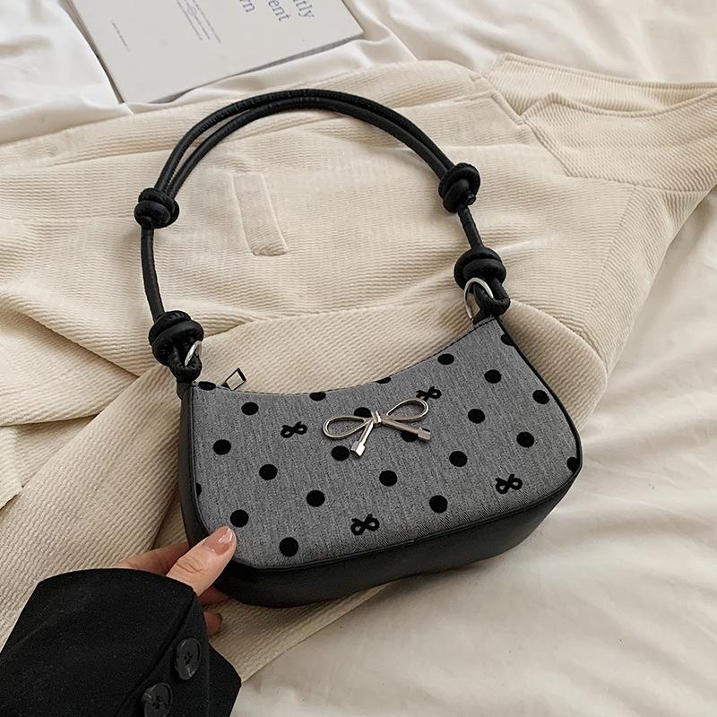 

Популярная сумка-мешок с бантом в горошек, модная простая сумка через плечо, французская нишевая универсальная сумка через плечо