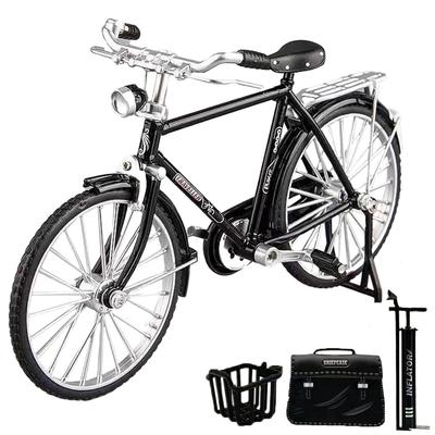 SALUDABLE 110 Scale Retro Alloy Bicycle Miniature Model Figure (Black, Accessory Set)