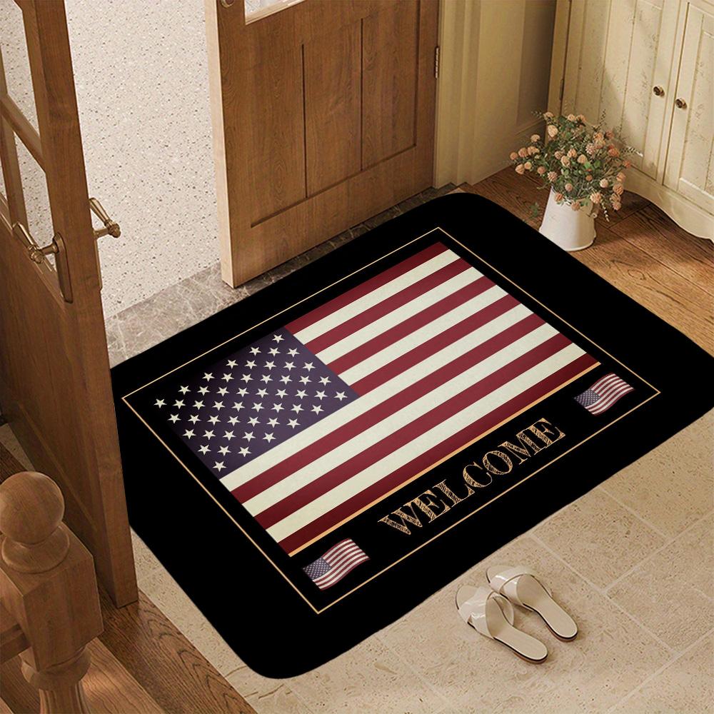American Flag Welcome Doormat Patriotic USA Stars and Stripes Entrance Rug Classic Non-Slip Welcome Floor Mat for Home Decor