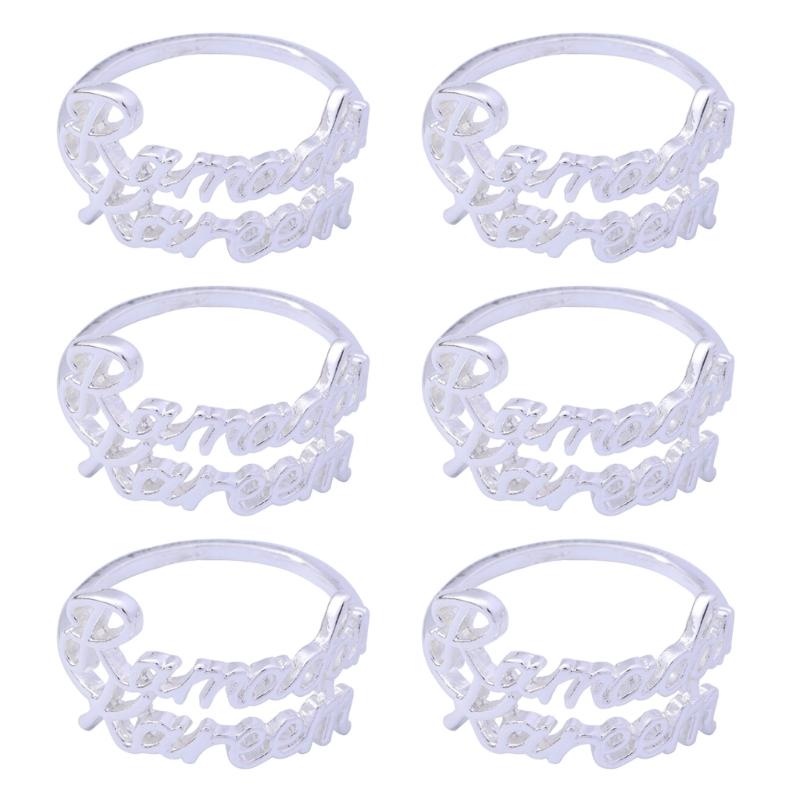 Pack of 6 Exquisite Napkin Rings Ramadans Kareem Napkins Holder Islamic Napkin Buckles for Home Dining and Parties