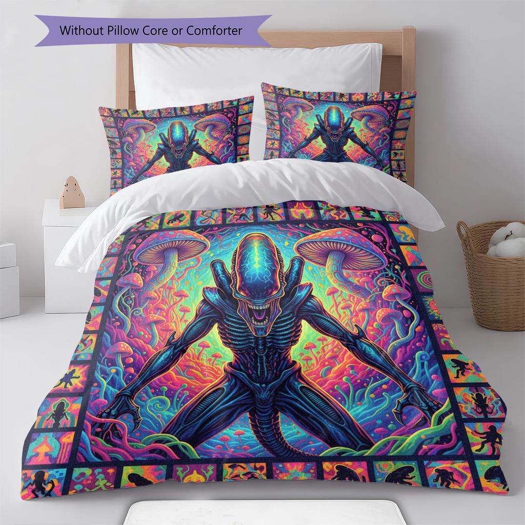 Cartoon Pattern Bedding Quilt Set Quilt Cover Pillowcase Home Decoration Birthday Gift (1 * Duvet Cover + 2 * Pillowcase, Without Core)