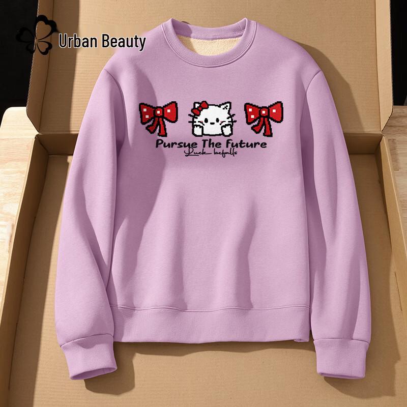 Dushi Liren Women s Fleece Lined Round Neck Sweatshirt L