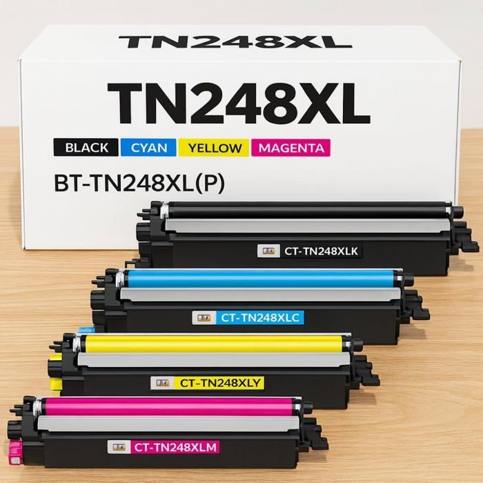 Pack of 4 Toners - SHOP-STORY - TN248XL - Compatible Brother - High Performance - Laser