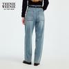 Teenie Weenie Women's Relaxed Embroidered Tapered Jeans