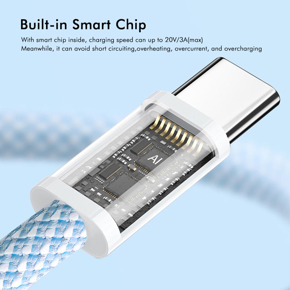 ENKAY 1.5m 60W Type-C to Type-C Fast Charging Cable Braided Phone Data Cord