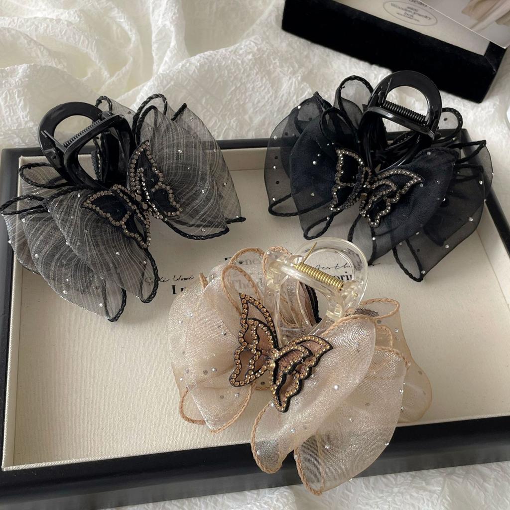 Elegante Frauen Bogen Haar Klaue Clips Mädchen Pferdeschwanz Bowknot Haarnadeln Retro Stirnband Barrettes Zubehör Schmetterling Clip