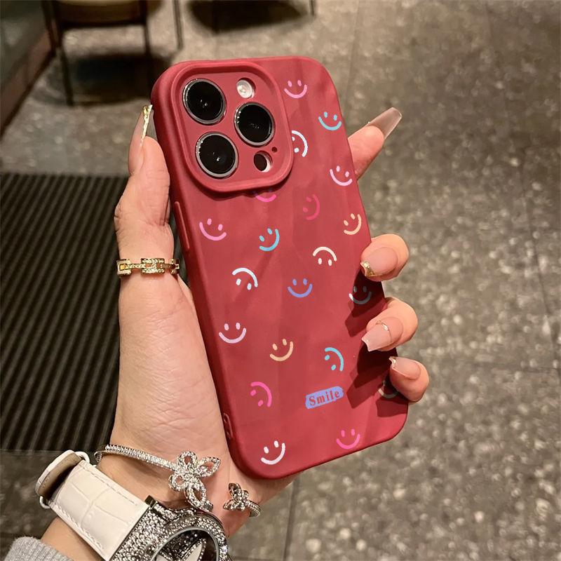 Color smiley face iPhone17promax mobile phone case is suitable for Apple 16promax pleats 14 personalities 15 sets